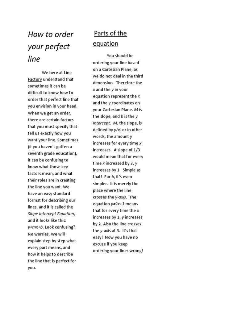 How To Order Your Perfect Line | PDF