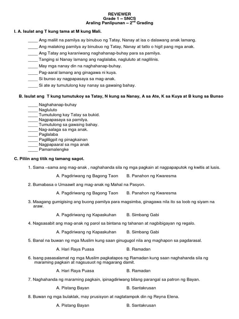 araling panlipunan grade 1 pdf