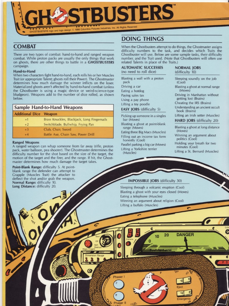 Ghostbusters RPG GM Screen Entertainment Leisure