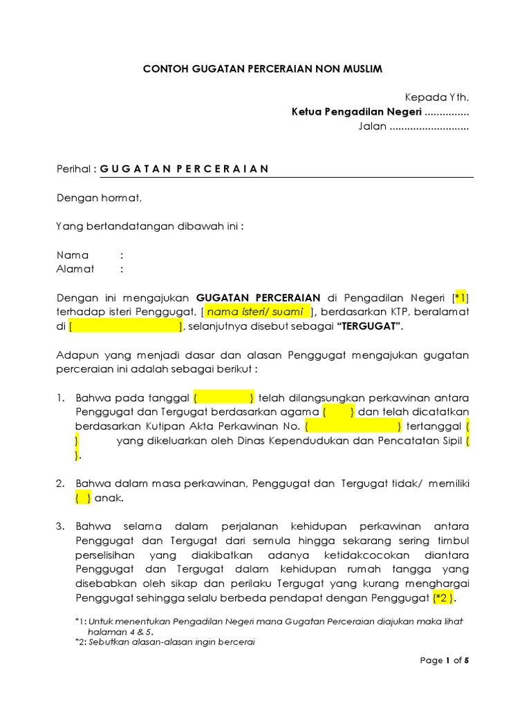 Contoh Surat Kesimpulan Gugatan Cerai Penggugat – Berbagai Contoh