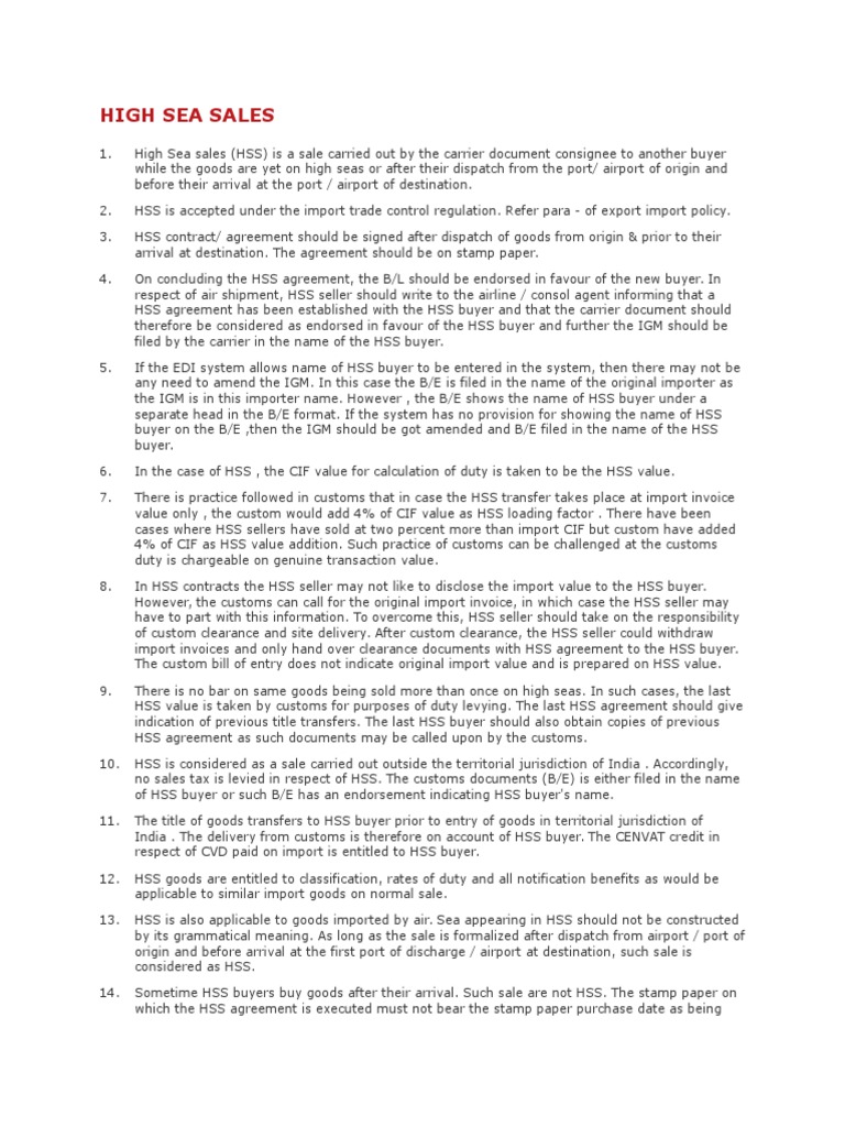 High Sea Sales PDF Sales Invoice