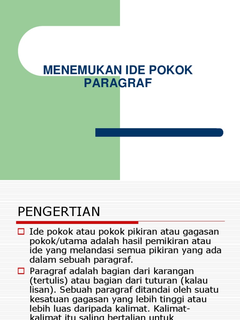 Menemukan Ide Pokok Paragraf Ppt