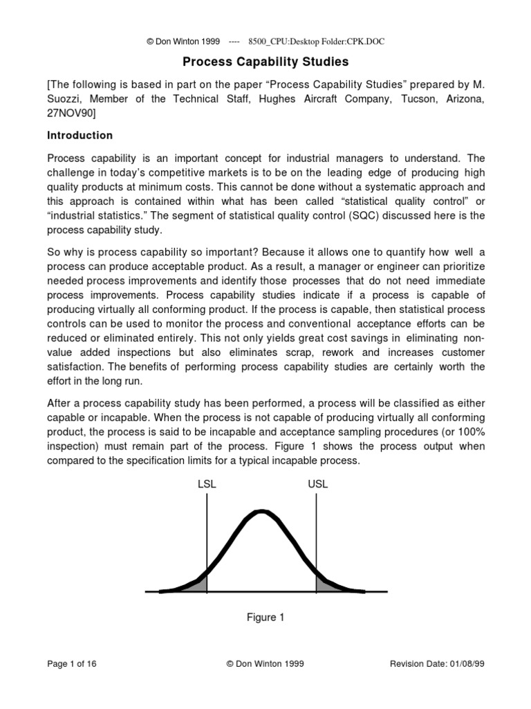 Process Capability Study | PDF | Statistics | Standard Deviation