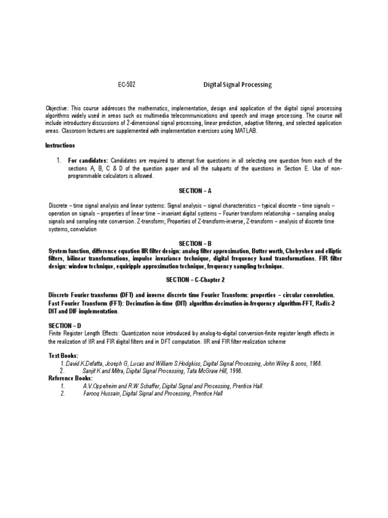 Digital Signal Processing Course Overview | PDF | Signal (Electrical ...