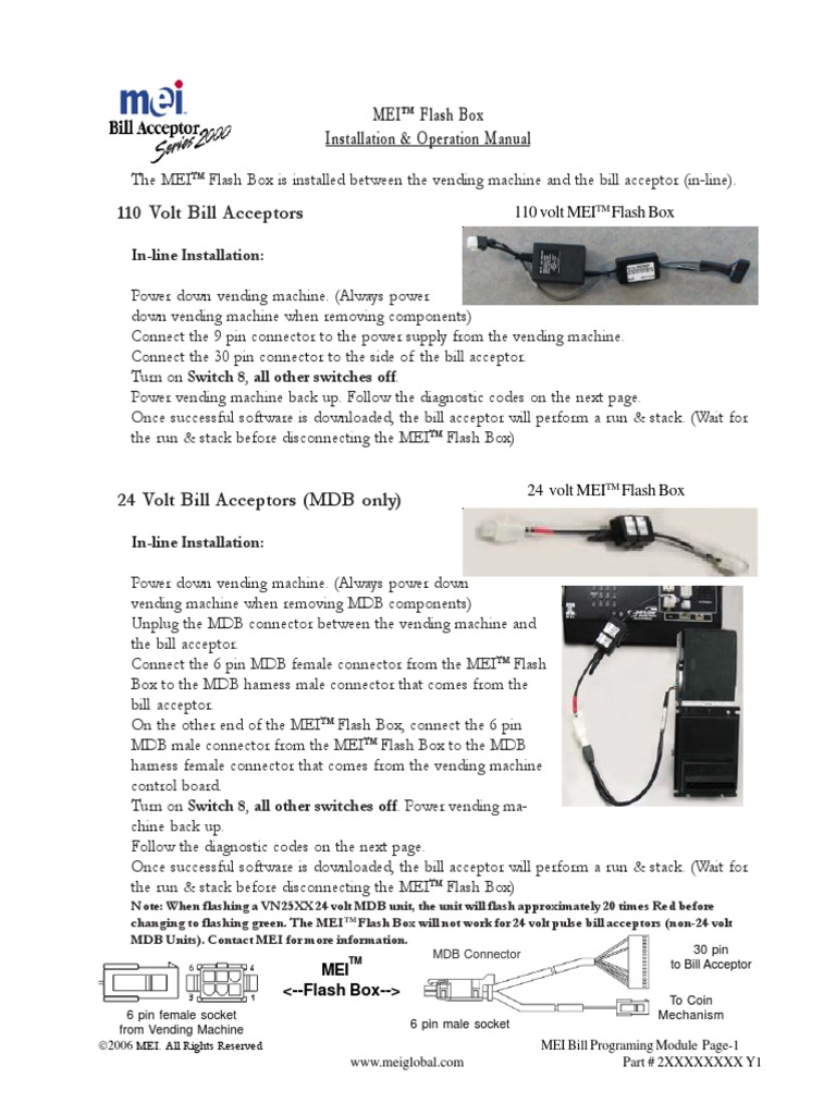 MEI Flash Box Installation & Operation Manual | PDF | Flash