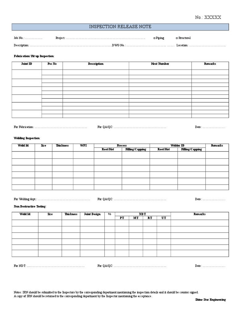 IRN Format Rev 0 | PDF | Joining | Materials