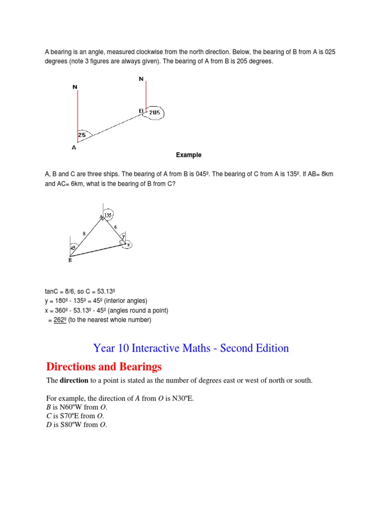 Year 10 Interactive Maths Second Edition Directions and Bearings