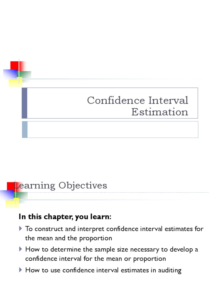 Confidence Intervals for Mean and Proportion | PDF | Confidence ...