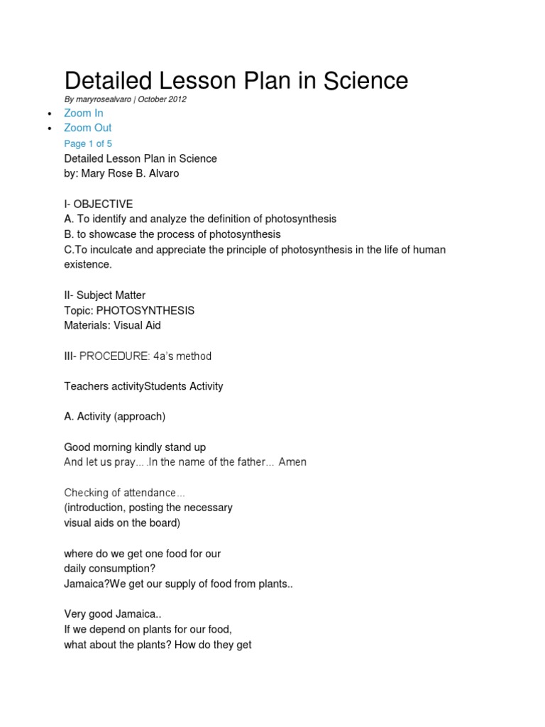 Detailed Lesson Plan in Science