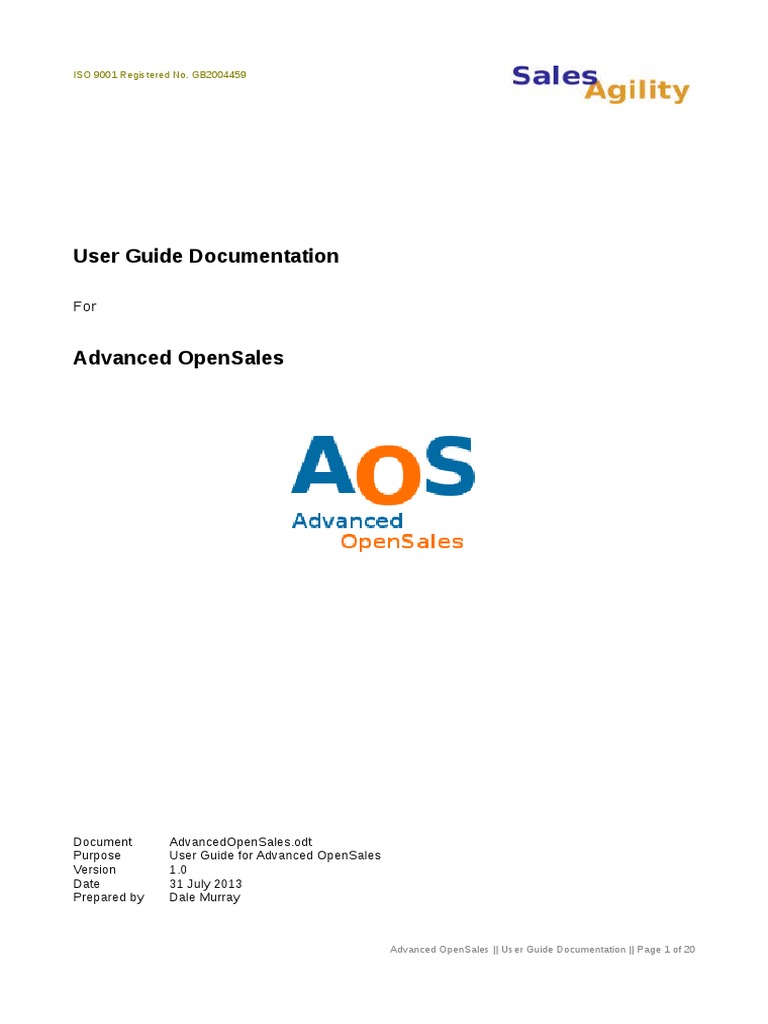Advanced OpenSales User Guide 1.0 | PDF | Reference | Computing And ...