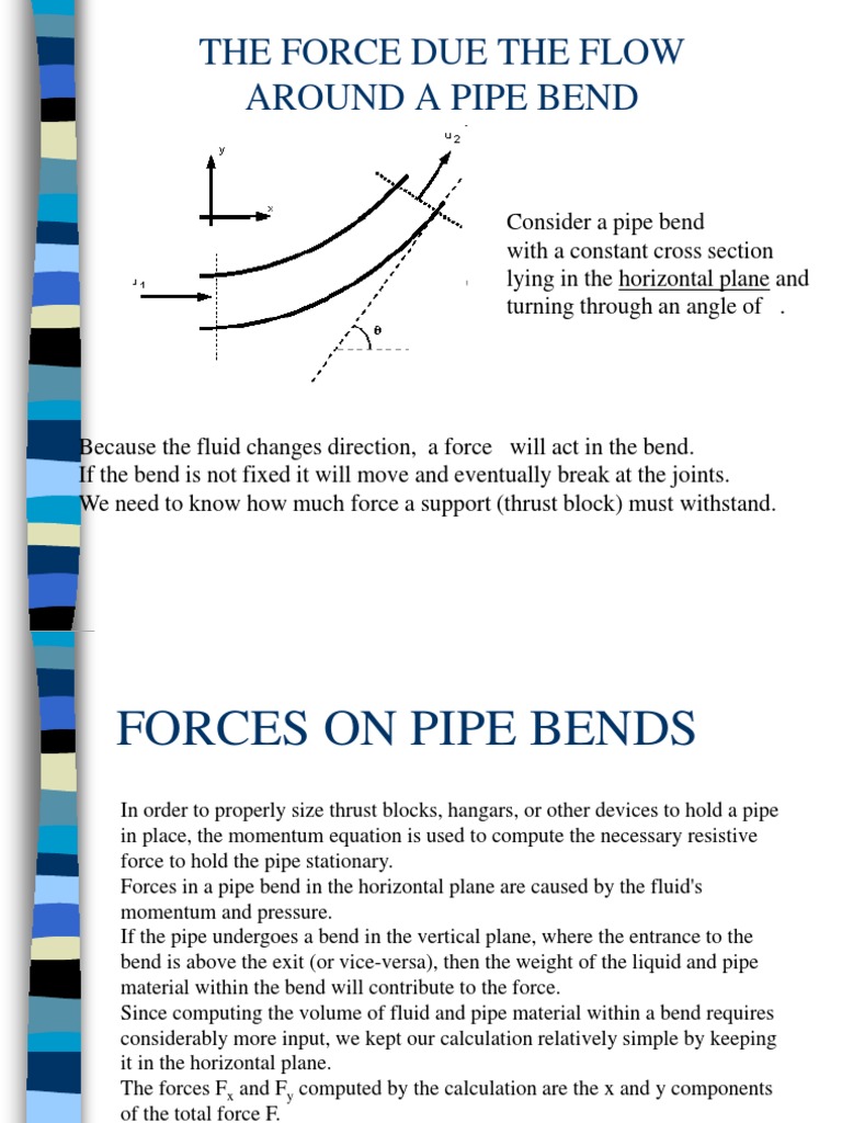 Forces on Horizontal Pipe Bends | PDF | Newton's Laws Of Motion | Force