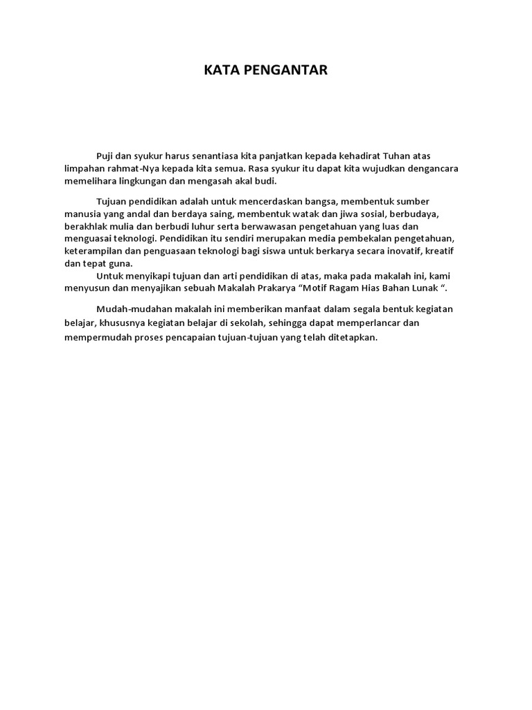 Kata Pengantar Prakarya