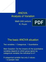 Anova: Analysis of Variation: Math 243 Lecture R. Pruim