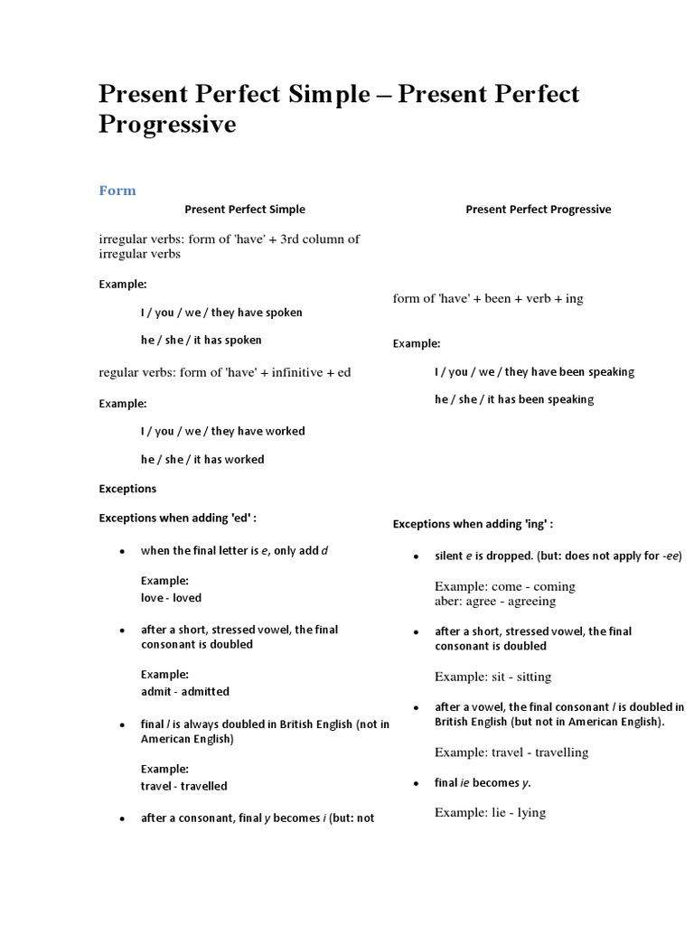 Present Perfect Tenses Explained | PDF | Perfect (Grammar) | English ...