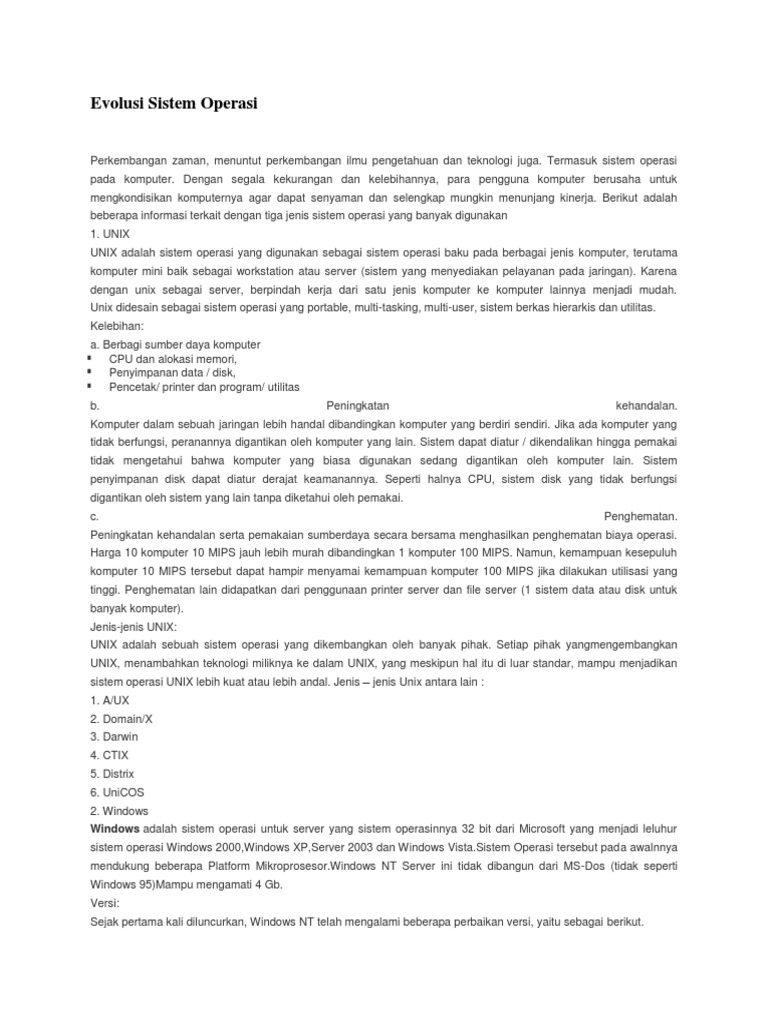 Evolusi Sistem Operasi | PDF