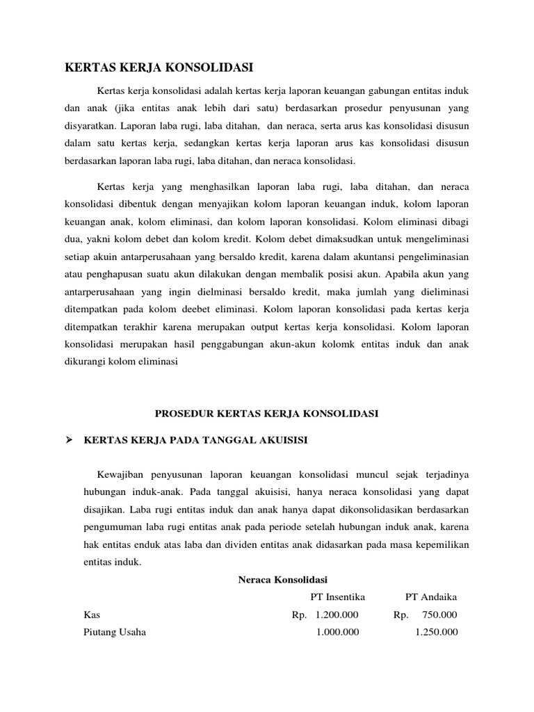 Materi Makalah Kertas Kerja Konsolidasi