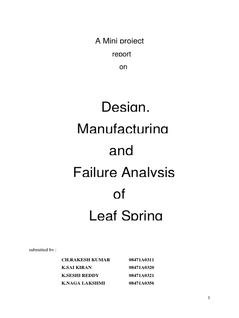 Leaf Spring Design and Manufacturing Report | PDF