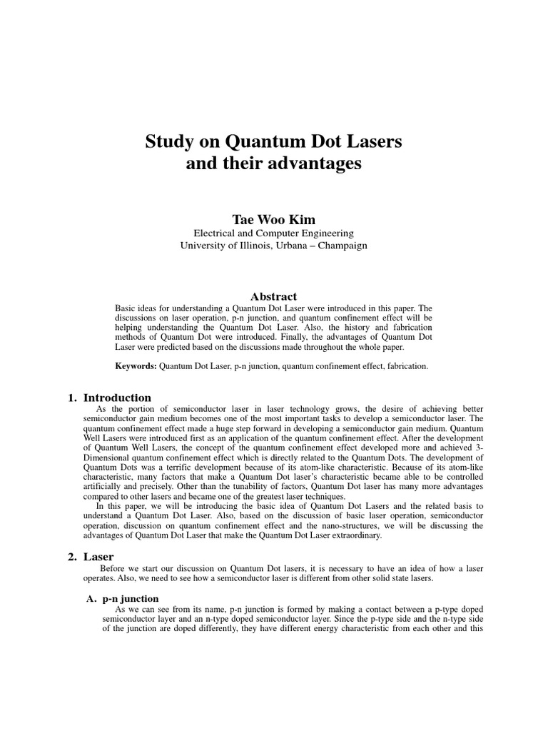Advantages of Quantum Dot Lasers | PDF | Laser Diode | Laser