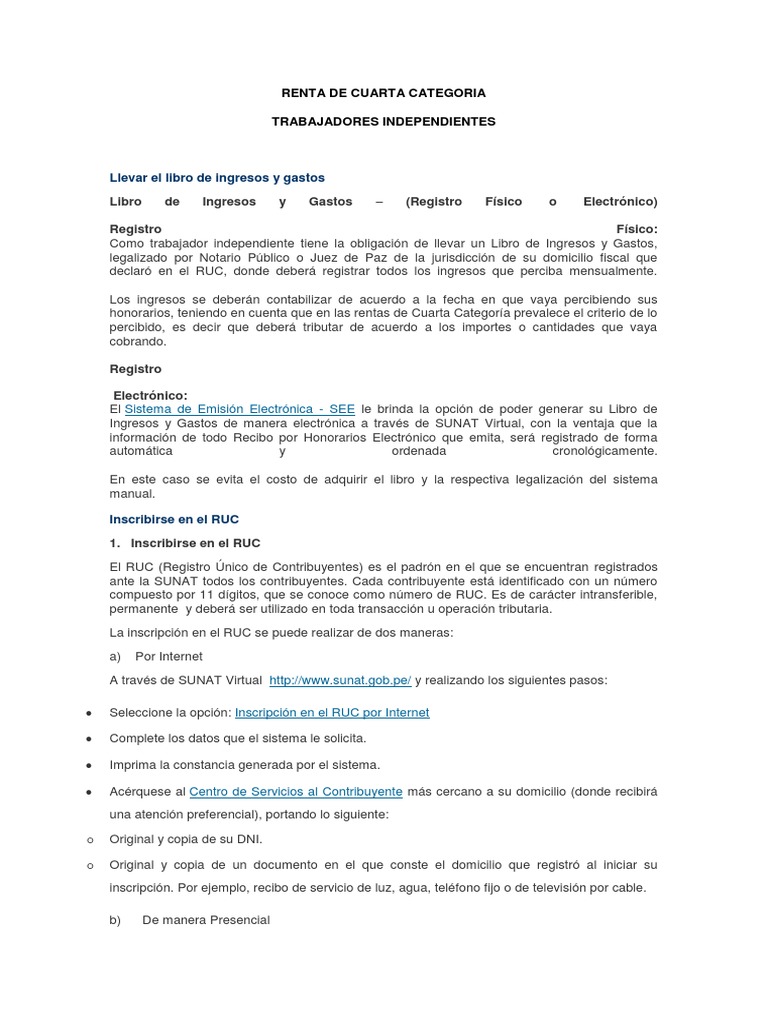 Guía de Renta Cuarta Categoría 2023 | PDF | Impuesto sobre la renta ...