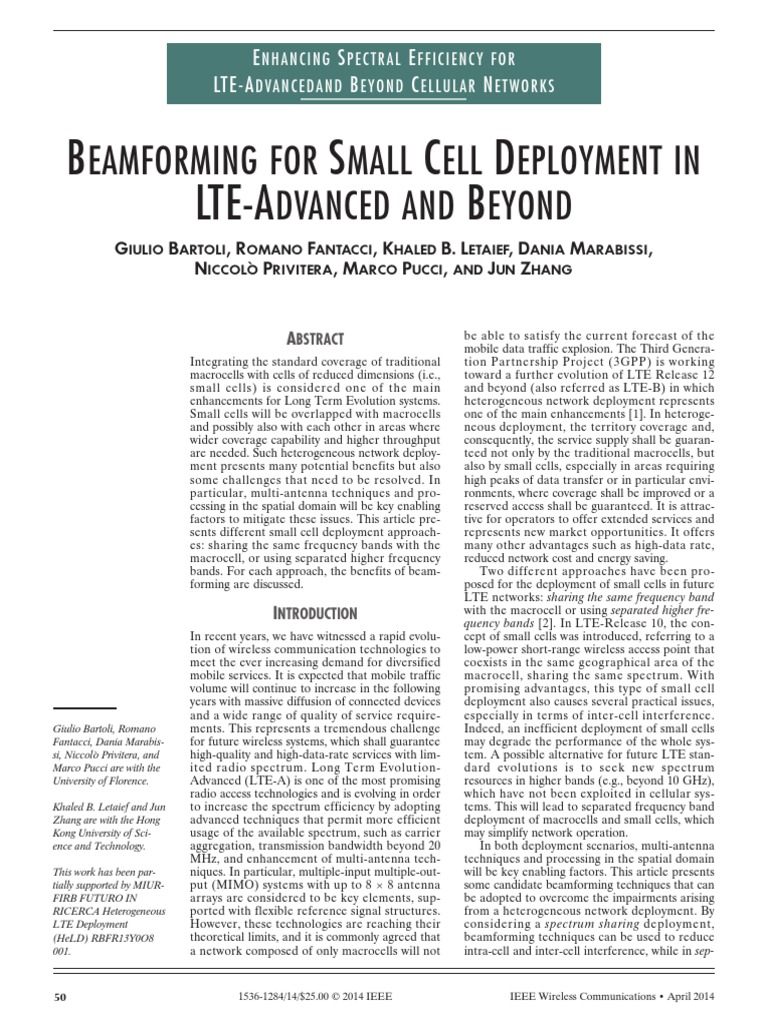 Beamforming For Small Cell Deployment | PDF | Mimo | Lte Advanced