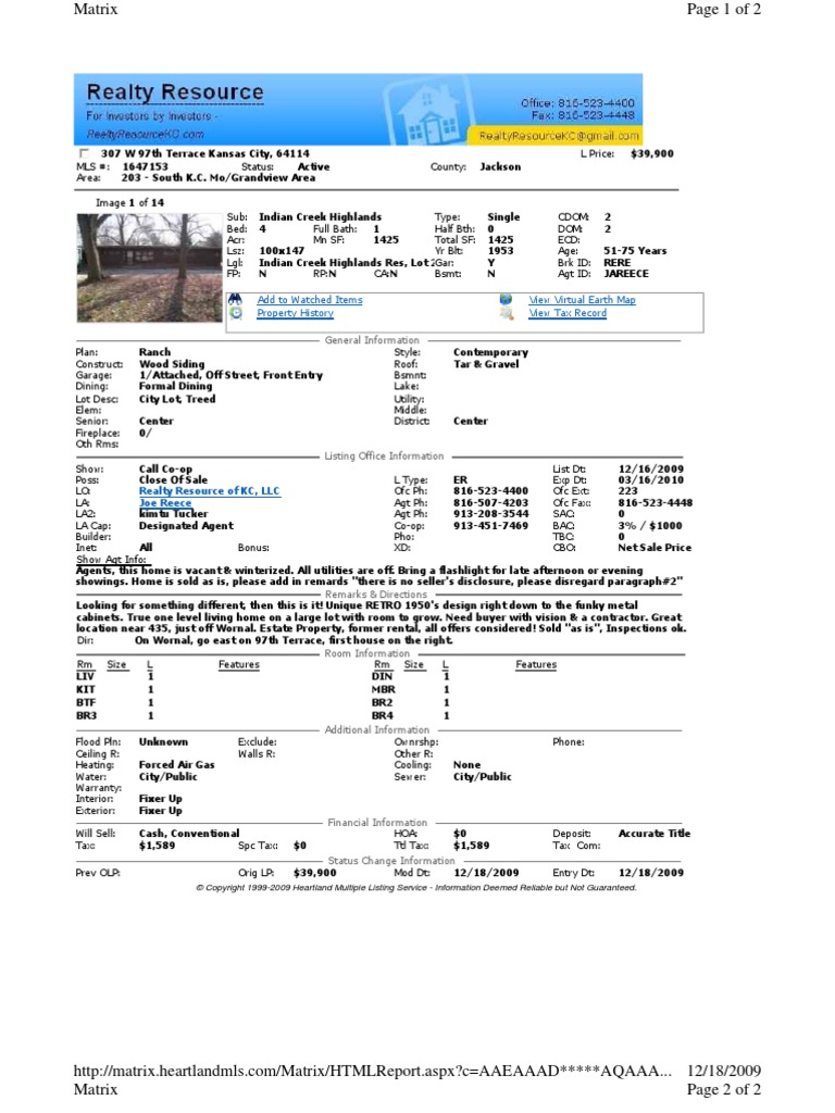 Mls Listing | PDF | Nature | Business