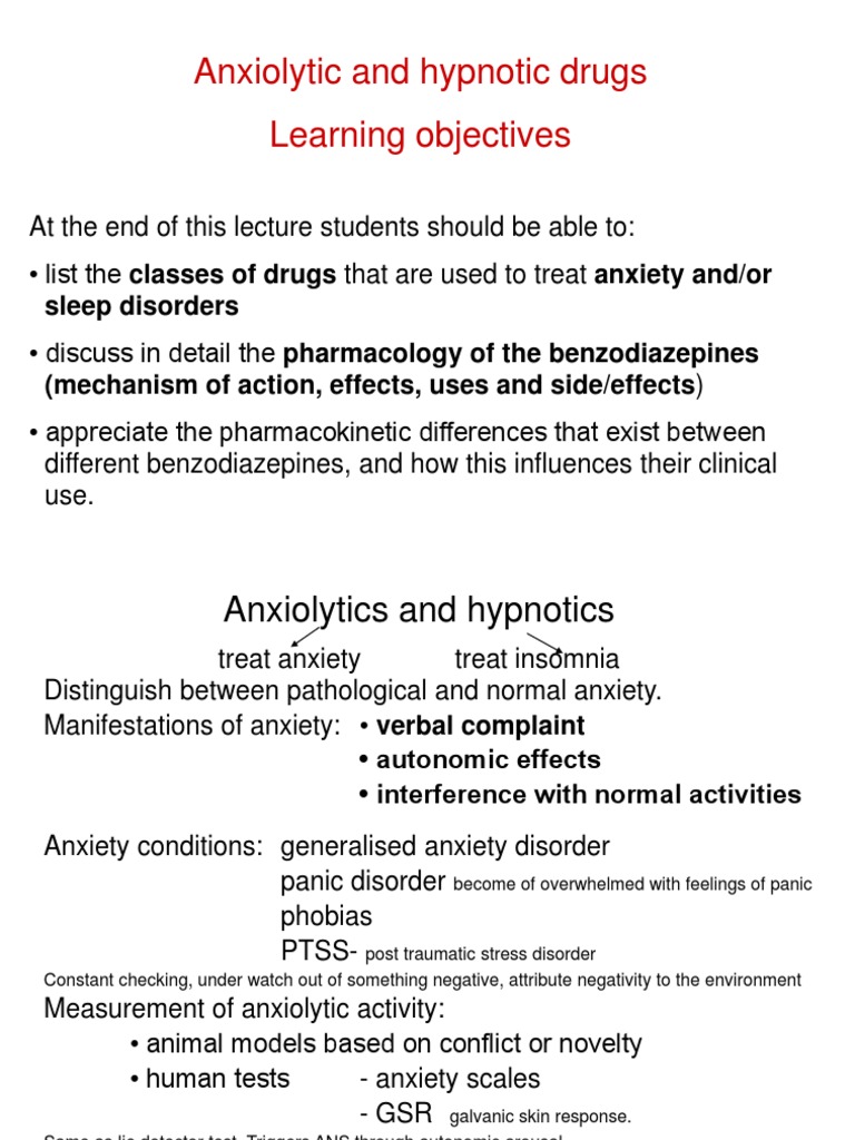 Antihypnotics and Anxiolytics | PDF | Benzodiazepine | Anxiety