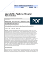 Journal of The Academy of Hospital Administration: Hospital Accounting Based Cost Studies: Indian Experience