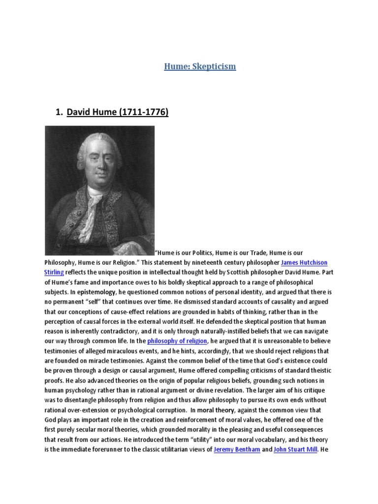 Hume's Skepticism Causality David Hume