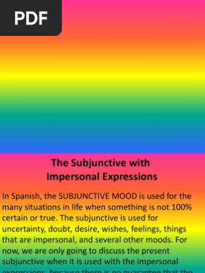 The Subjunctive With Impersonal Expressions Key Pdf Grammatical Conjugation Linguistics