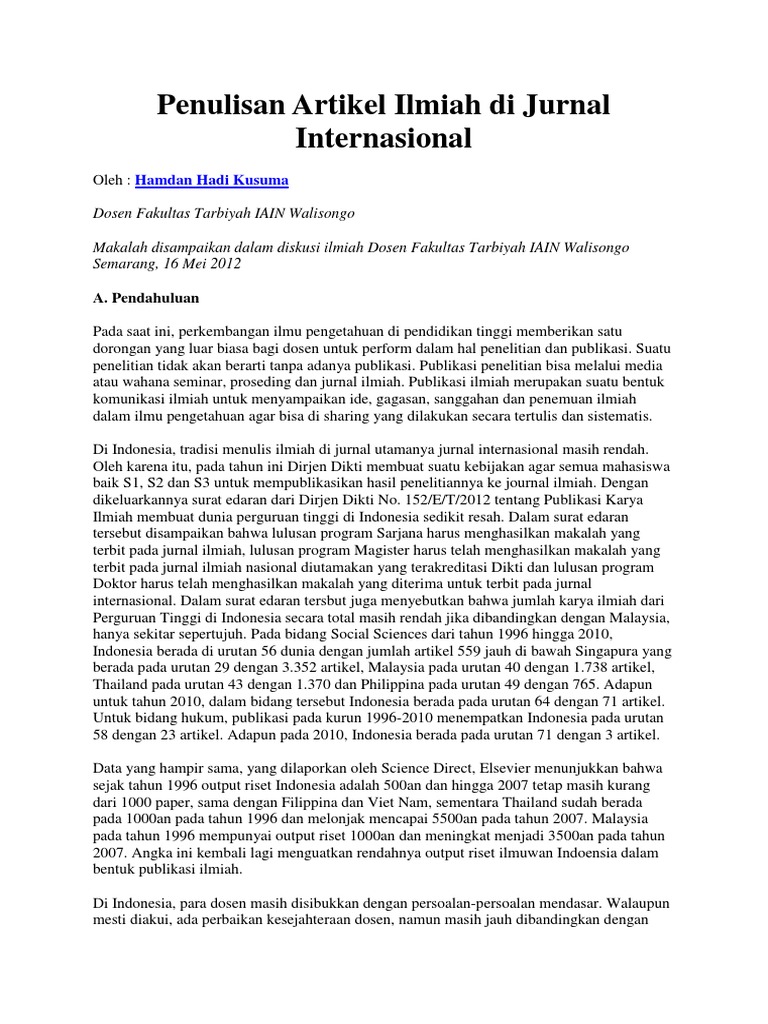 Penulisan Artikel Ilmiah Di Jurnal Internasional