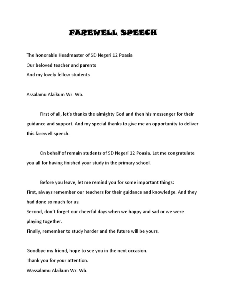 Farewell Speech
