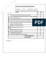 Lista de Cotejo Educacion Tecnologica