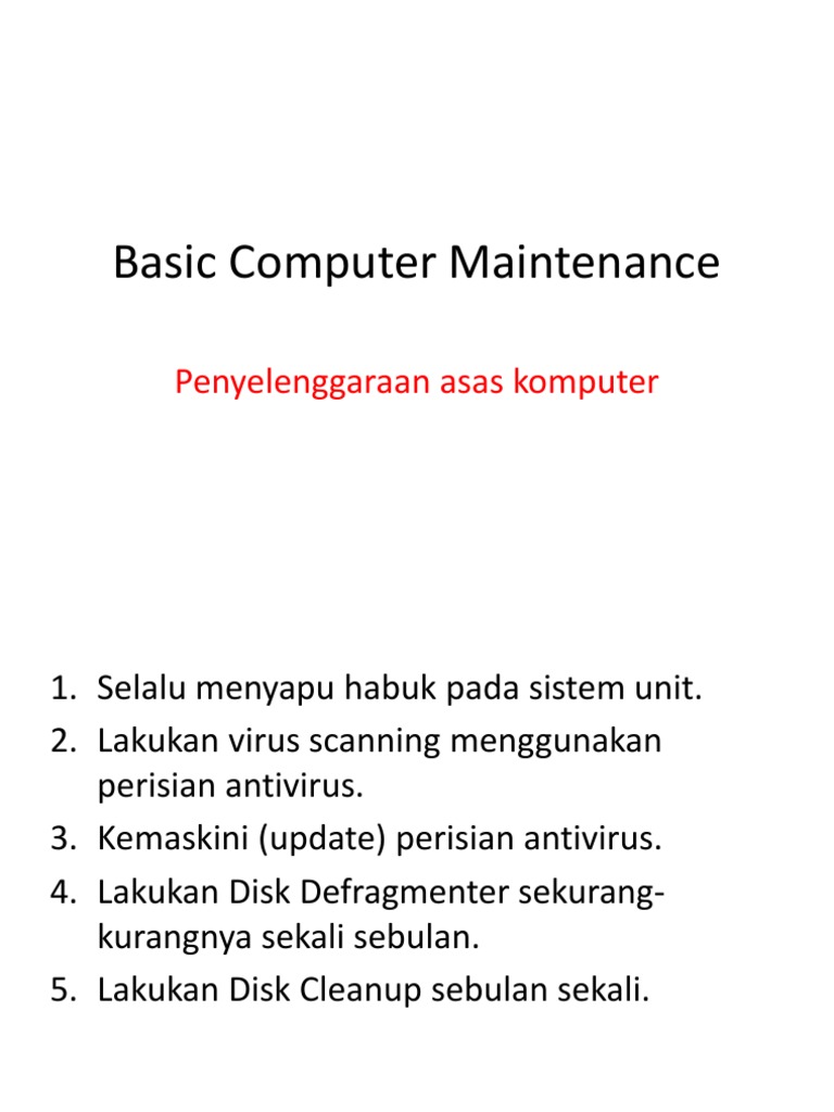 Basic Computer Maintenance | PDF