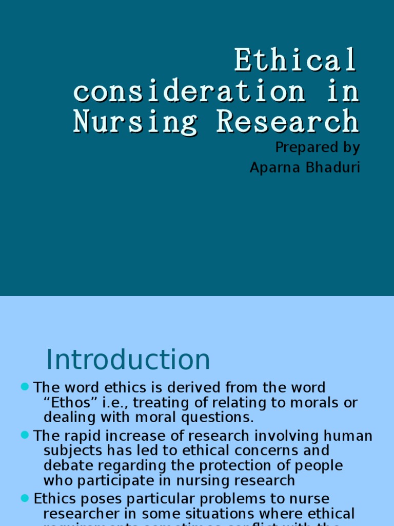 Ethical Consideration in Nursing Research 2007 PDF Informed Consent