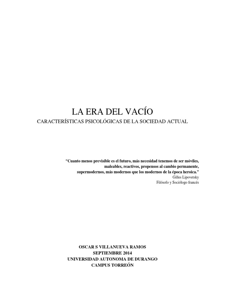 LA ERA DEL VACIO.docx Individualismo Narcisismo