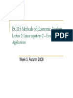 Linear Equarions - Economic Applications