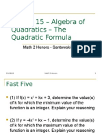 Lesson 15 - Algebra of Quadratics - The Quadratic Formula