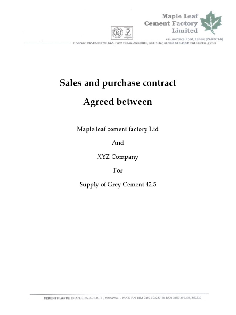 Contract Specimen PDF Sales Common Law