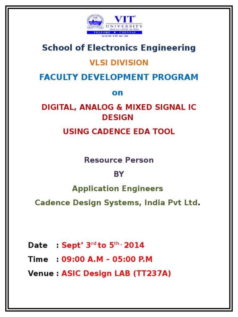 VLSI IC Design Workshop with Cadence | PDF | Technology & Engineering