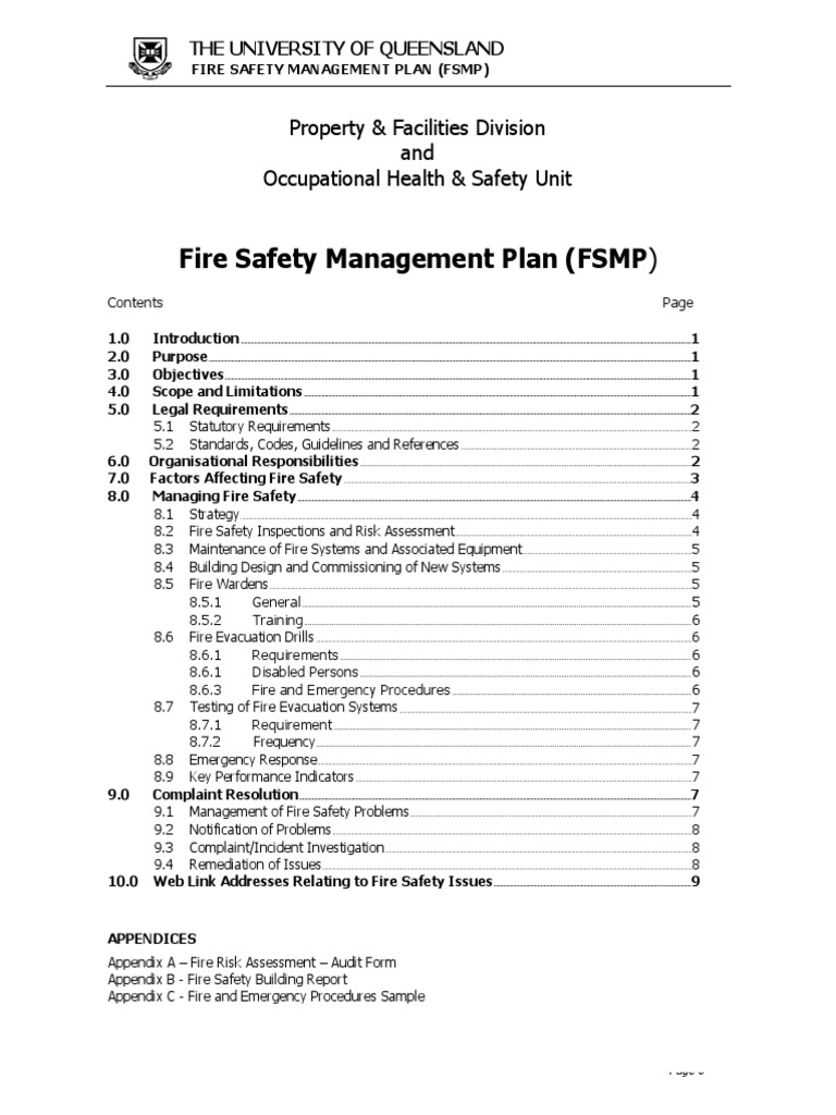Fire and Safety Management Plan PDF Fire Safety Safety