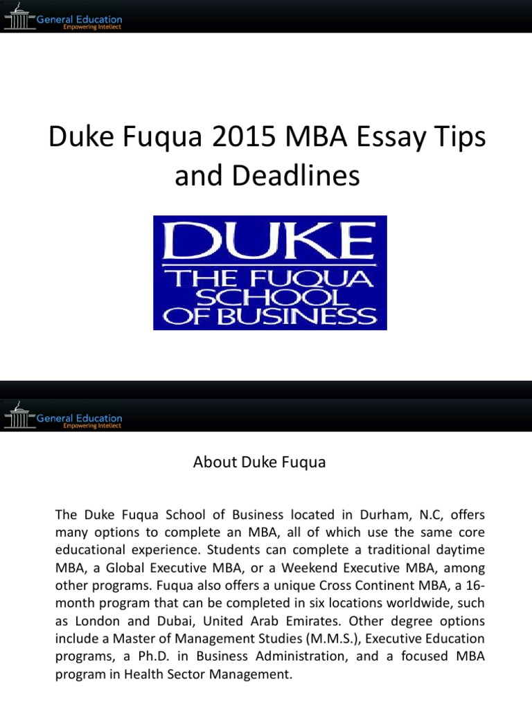 duke fuqua sample essays