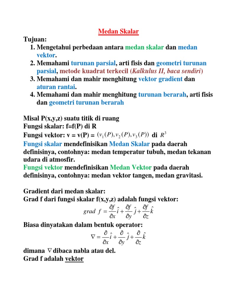 Memahami Medan Skalar dan Vektor | PDF | Metode & Bahan Ajar | Sains ...