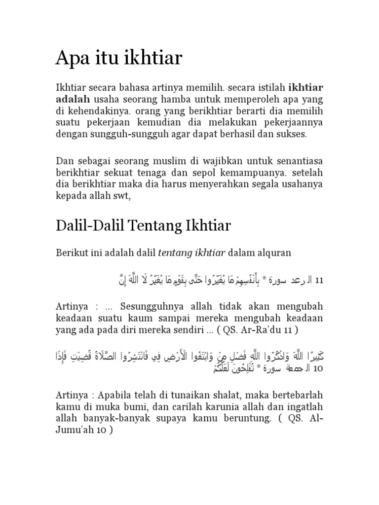 Apa Itu Ikhtiar