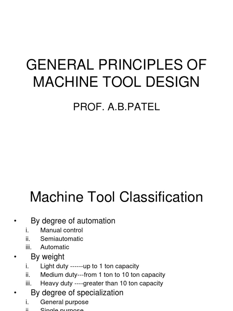 General Principles of Machine Tool Design | PDF | Machine Tool | Industries