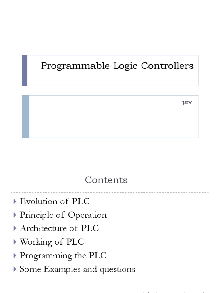 An Introduction to Programmable Logic Controllers Evolution