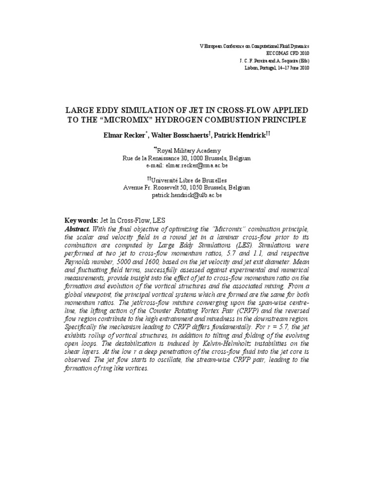 CFD Large Eddy Simulation of Jet in Cross-Flow Applied PDF | PDF ...