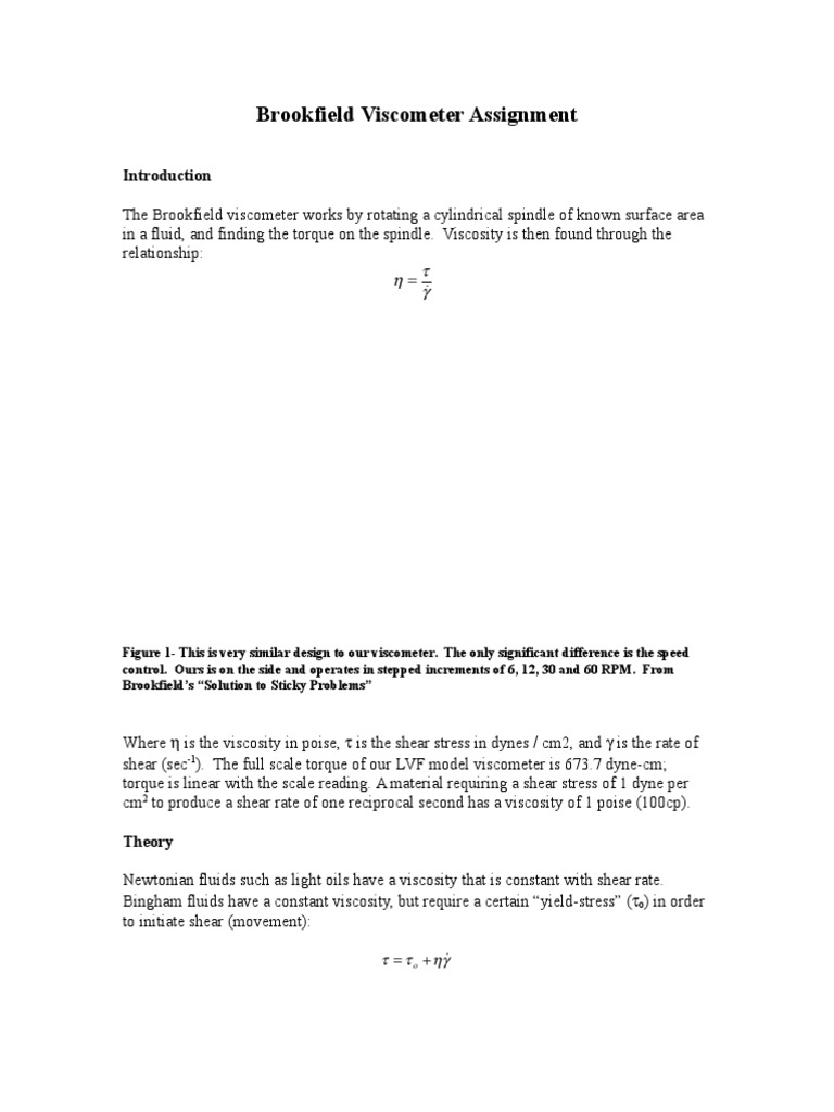 Brookfield Viscometer Operation Guide | PDF | Viscosity | Shear Stress