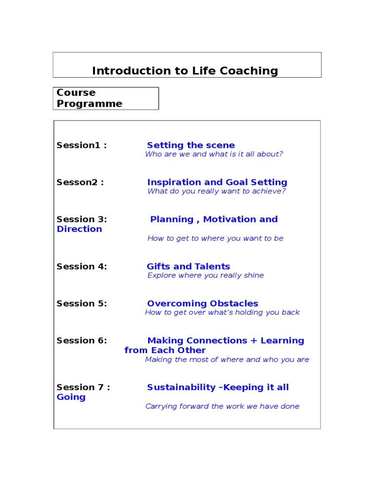 Life Coaching Course Overview | PDF
