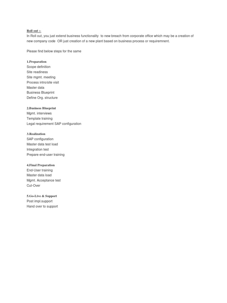 Roll Out Information Pdf