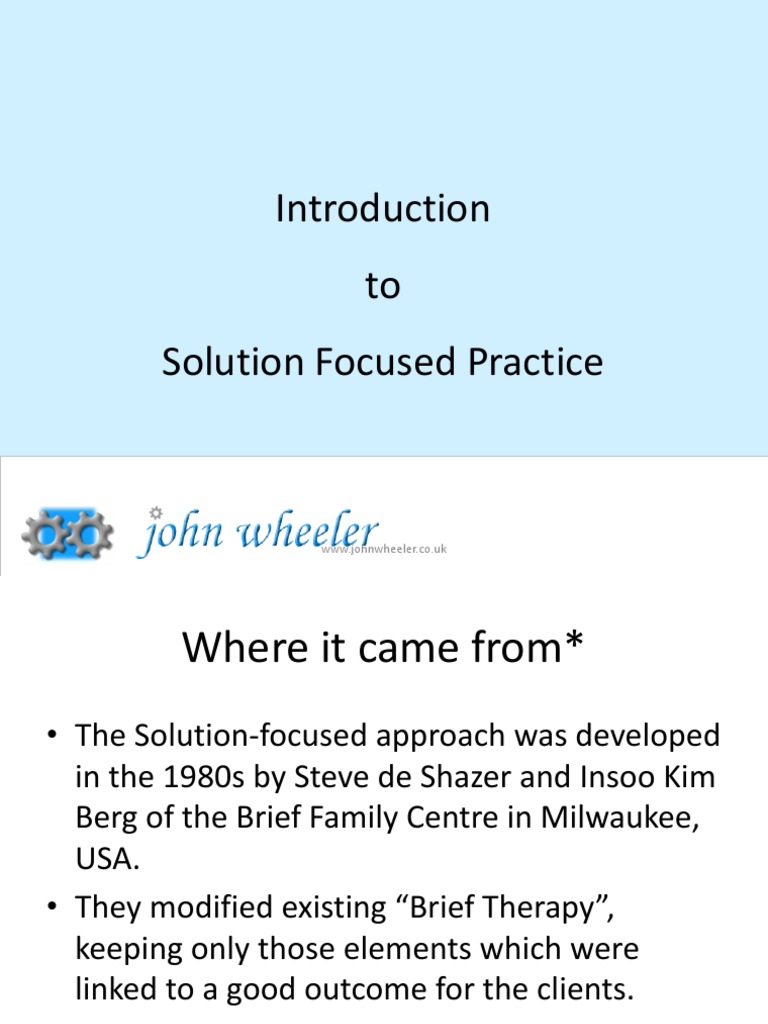 Introduction to Solution-Focused Therapy | PDF | Solution Focused Brief ...